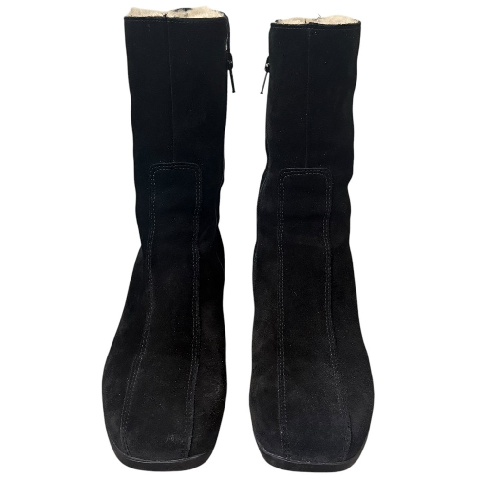 La CANADIENNE Elena Waterproof Black Suede Shearling Lined Boots Womens Size 7.5 - Picture 2 of 8